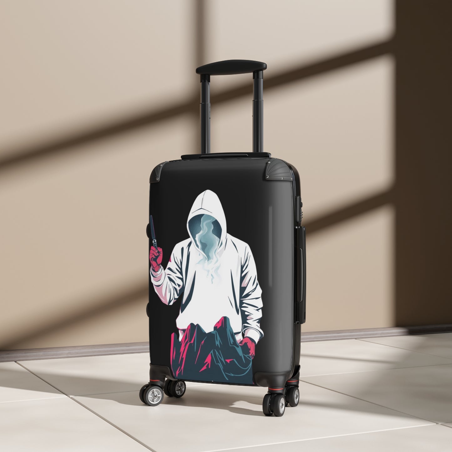 Copy of Copy of Minimal Line Art Face with Laurel, Suitcase | Botanical Travel Luggage