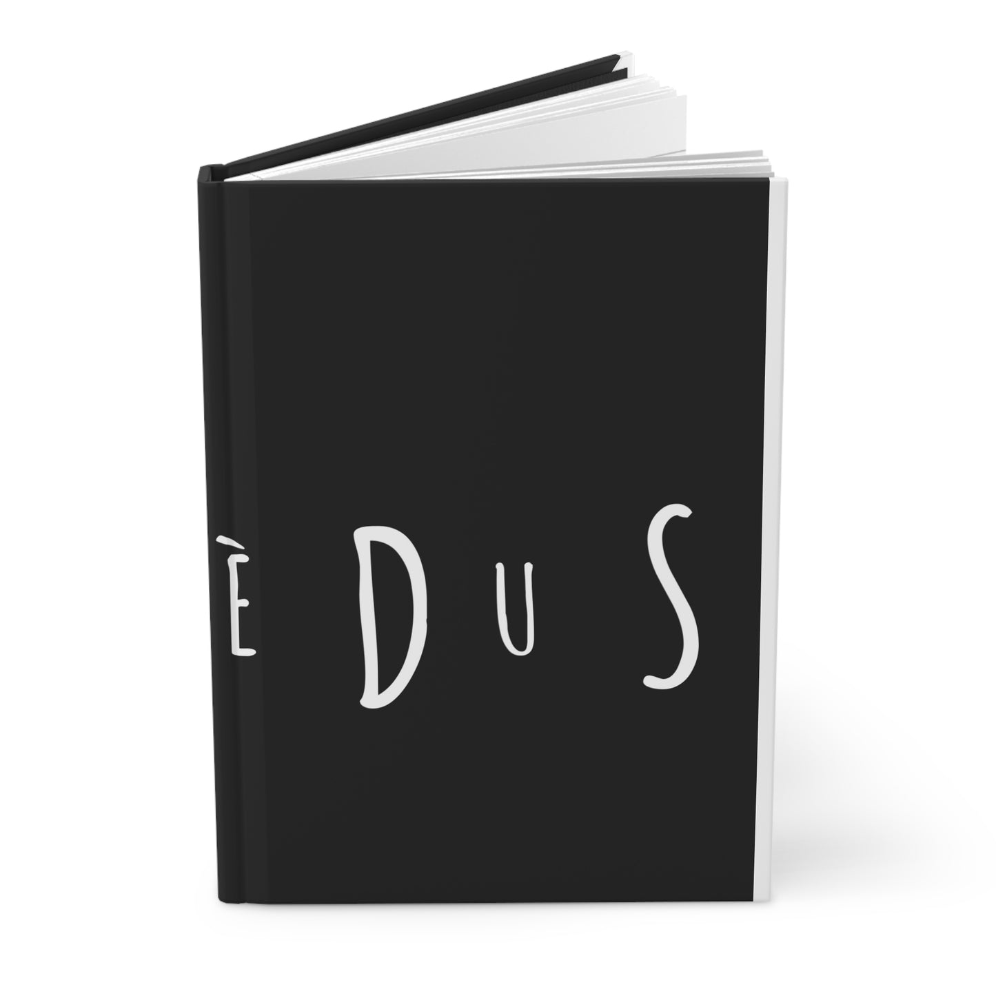 Hardcover Journal — Minimal Black 'Asa Deus' Typography Notebook