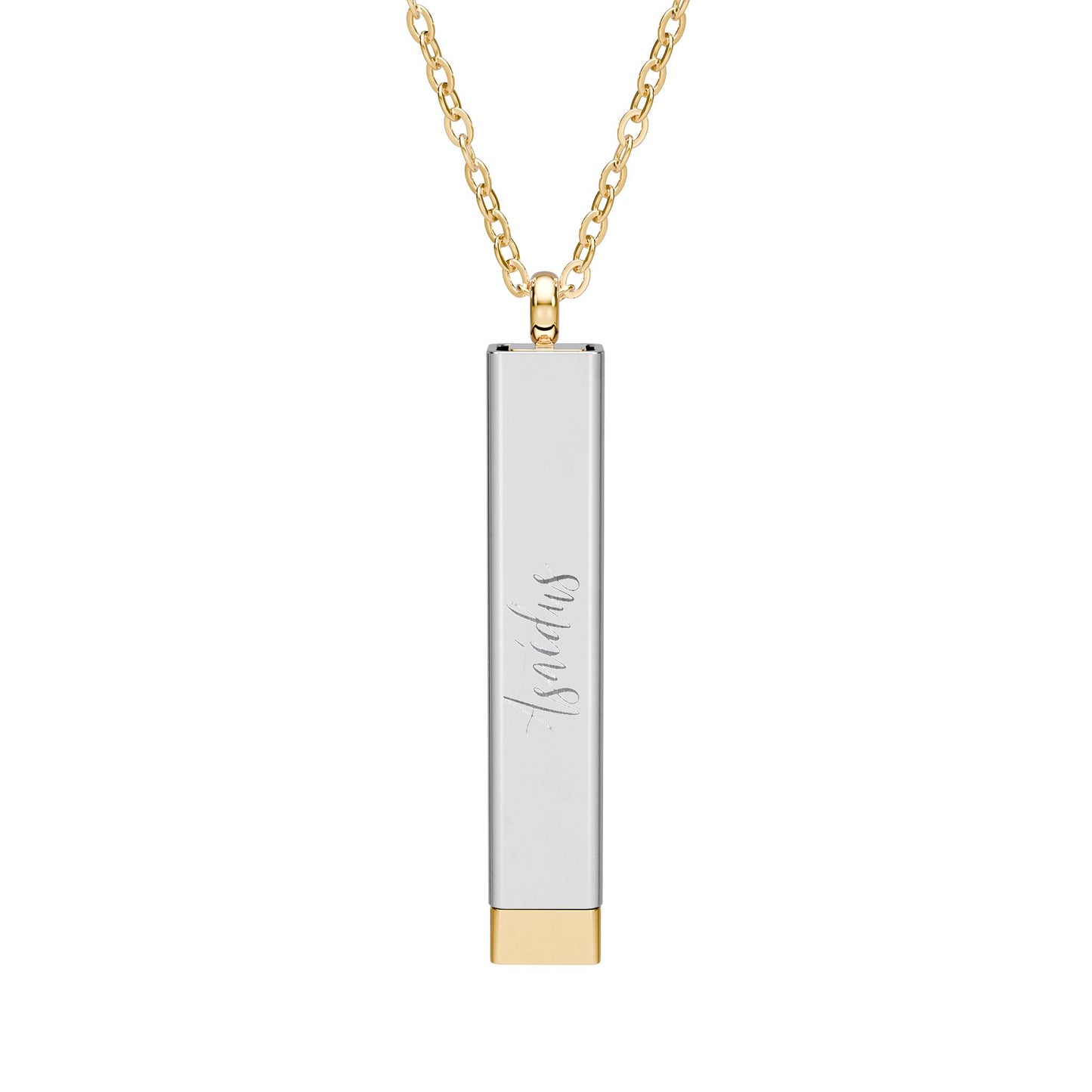 Sliding Hidden Message Bar Necklace — Engravable Secret Message Pendant