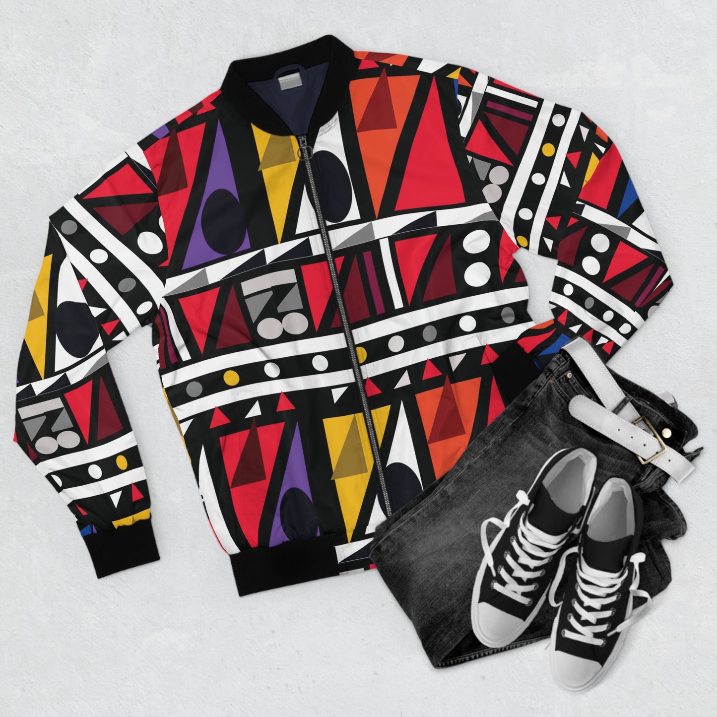 kente/geometric bomber jacket