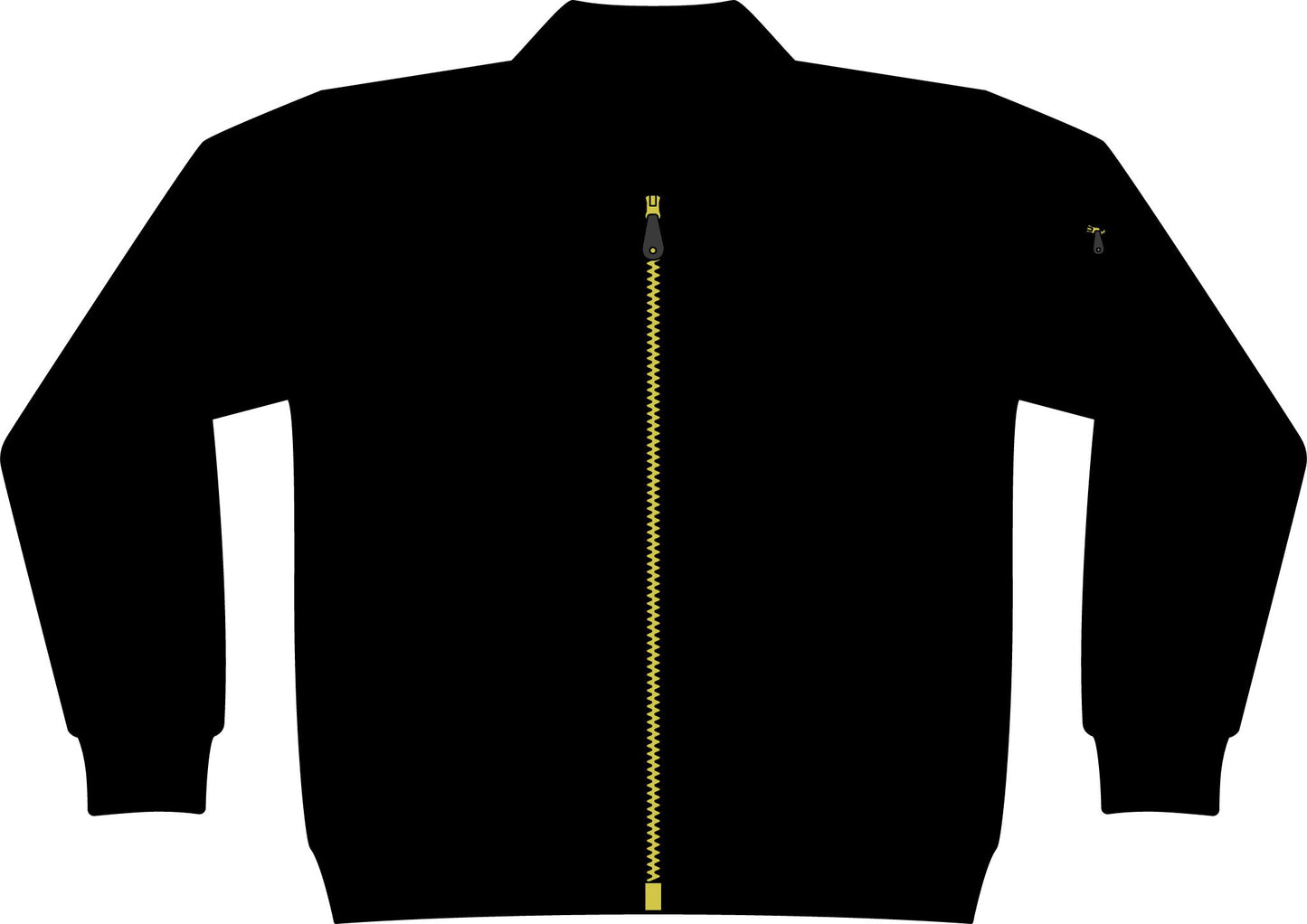 Minimal Black Bomber Jacket with Gold Zipper | Chest Logo Jacket
