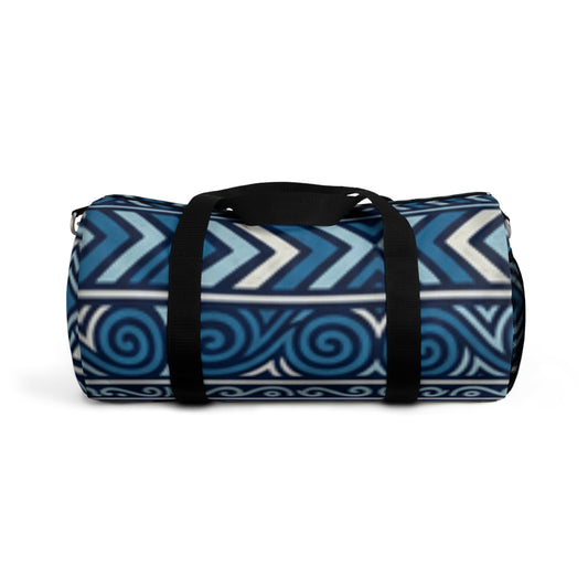 Blue Tribal Wave Duffel Bag - Nautical Polynesian Gym & Travel Bag