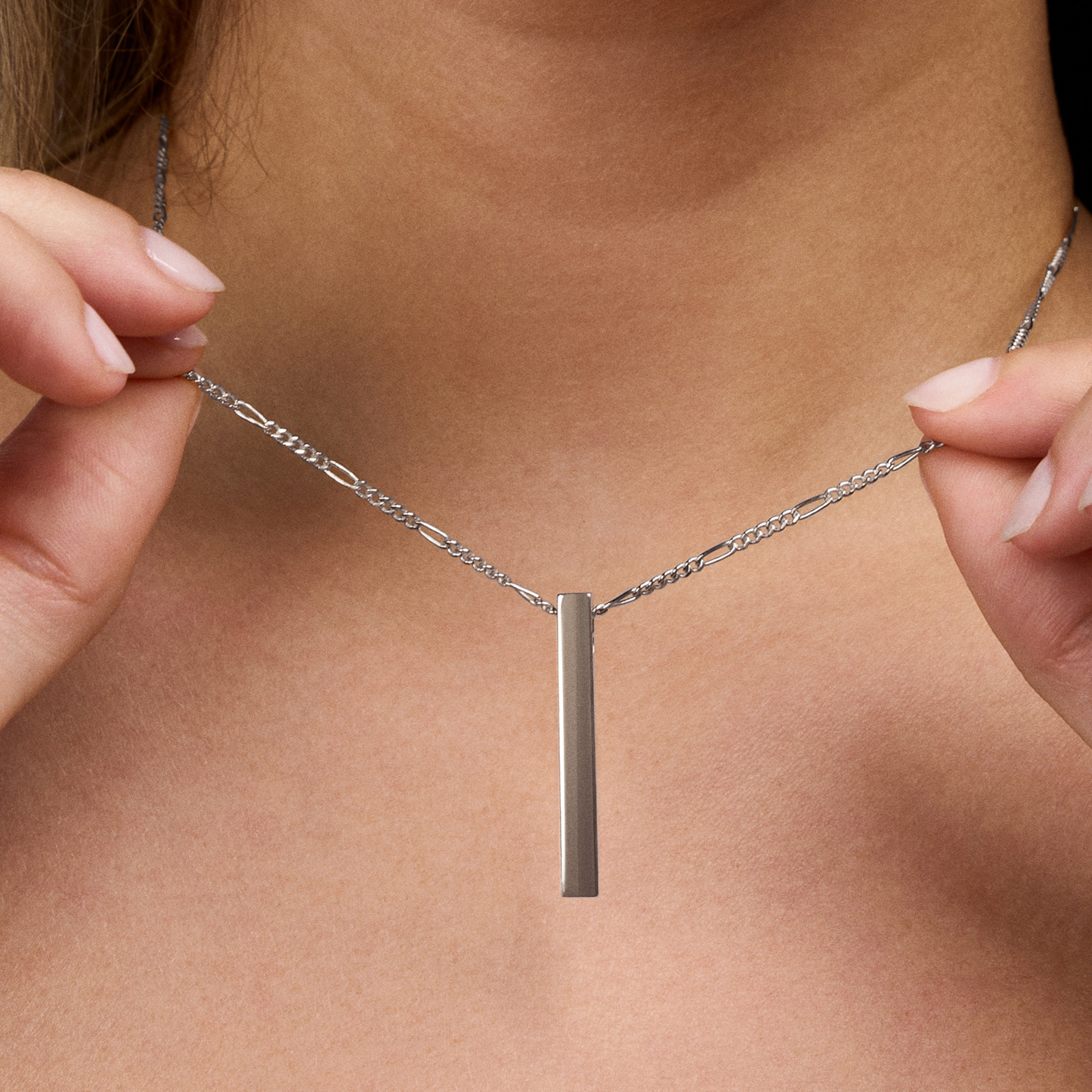 Vertical Name Bar Pendant, Engraved Name Bar Necklace | Custom Jewelry