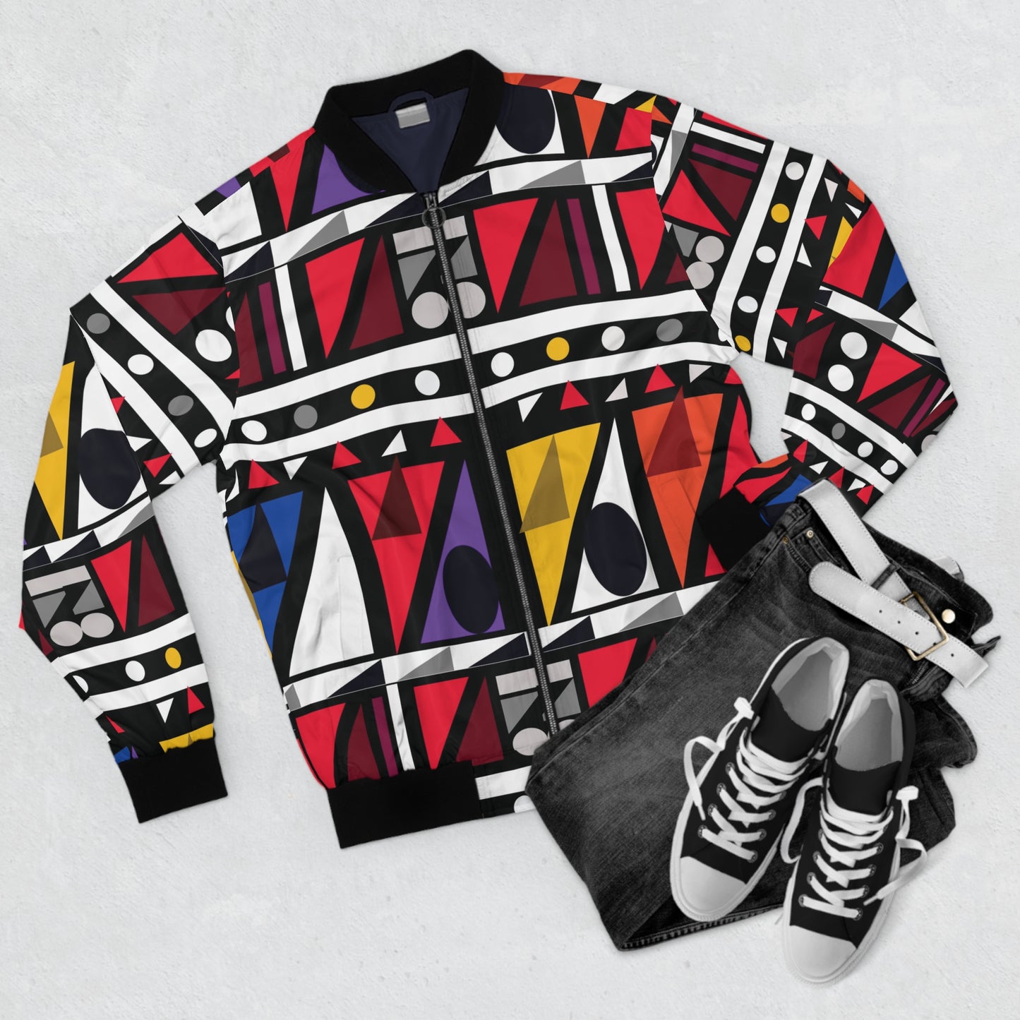 kente/geometric bomber jacket