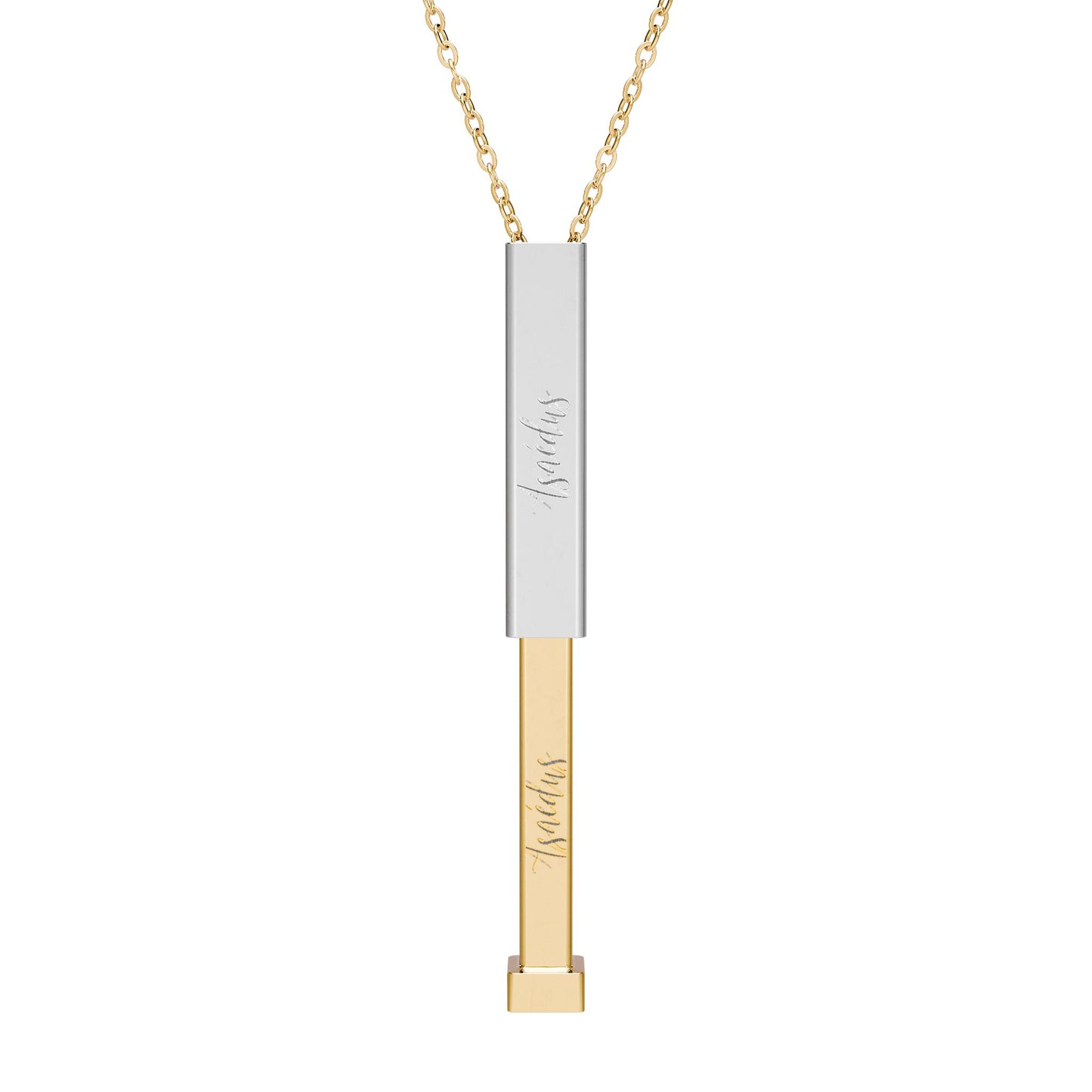 Sliding Hidden Message Bar Necklace — Engravable Secret Message Pendant