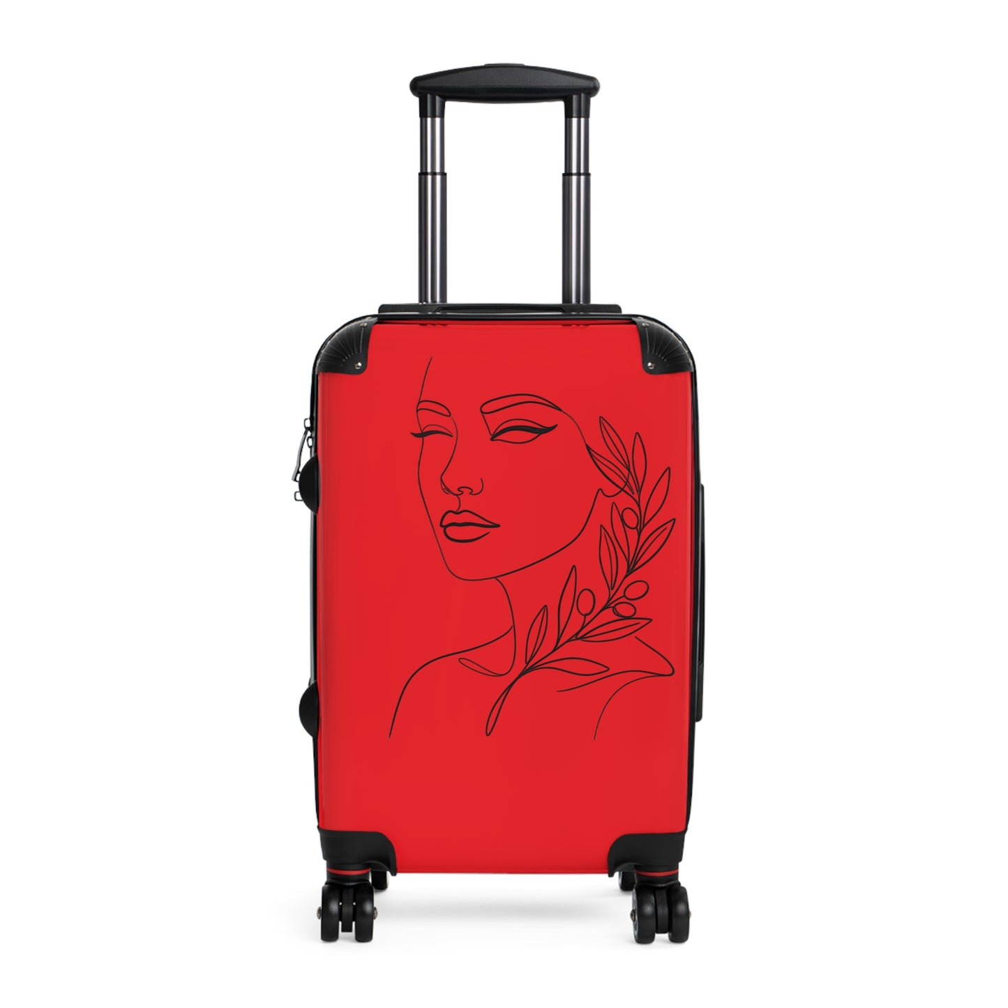 Copy of Minimal Line Art Face with Laurel, Suitcase | Botanical Travel Luggage