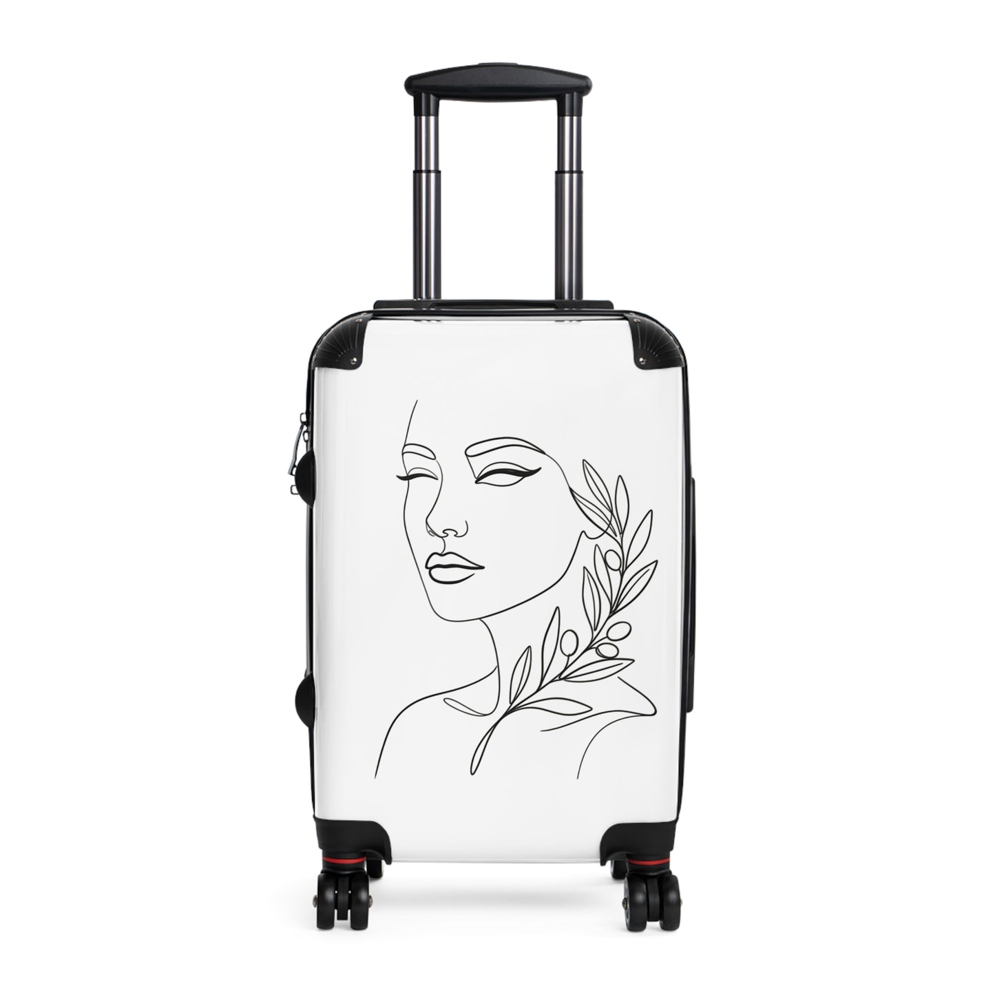 Minimal Line Art Face with Laurel, Suitcase | Botanical Travel Luggage
