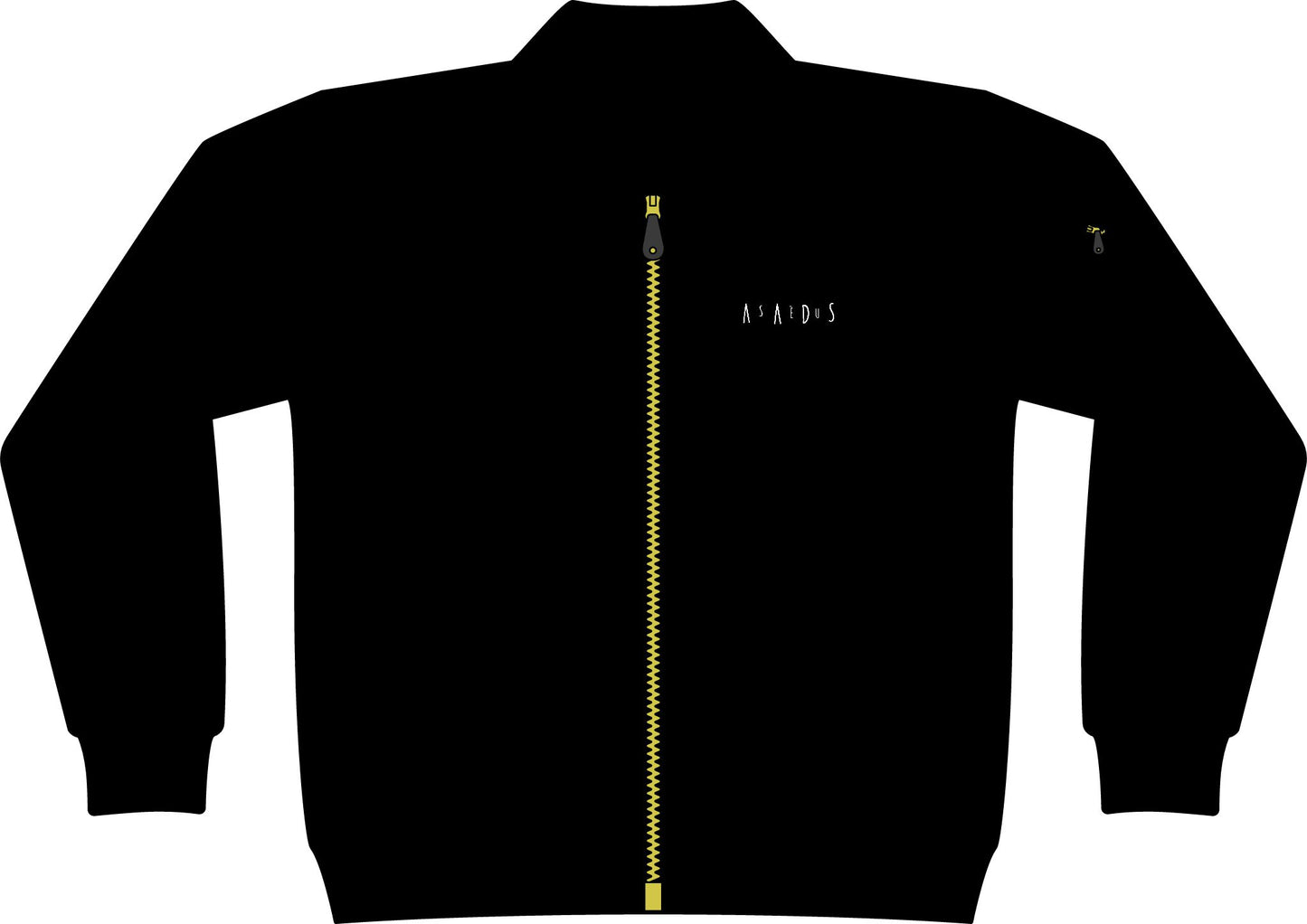 Minimal Black Bomber Jacket with Gold Zipper | Chest Logo Jacket
